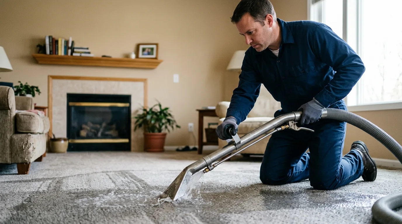 Water damage restoration technician working near Breckenridge, TX